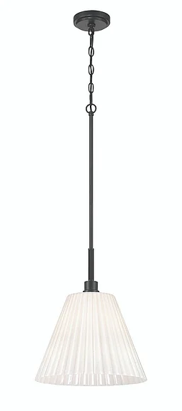 Craftmade Pleated II 1 Light 17.5" Pendant in Flat Black (Cased White Glass) 62392-FB