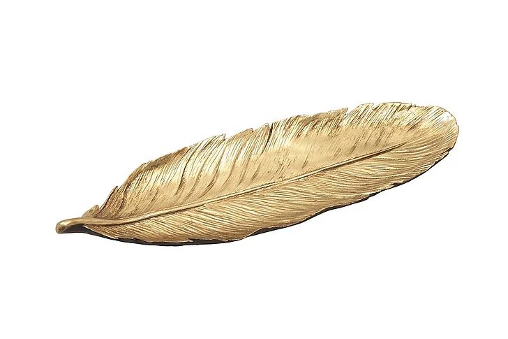 UMA Gold Polystone Bird Feather Decorative Bowl, 26 x 9 x 2 | 62480