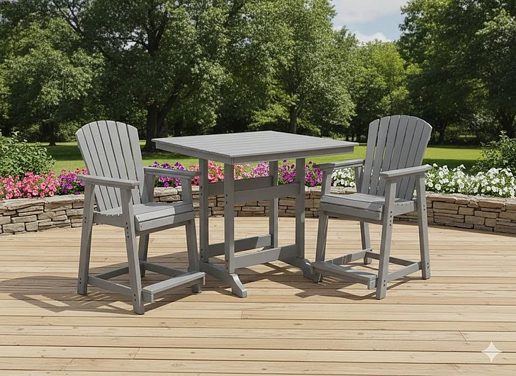 Ross Cove 3pc Outdoor Square Counter Table Set in Dark Gray