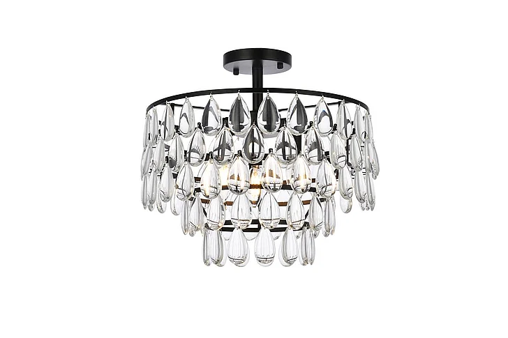 Elegant Mila 16 In. Flush Mount in Black 1103F16BK