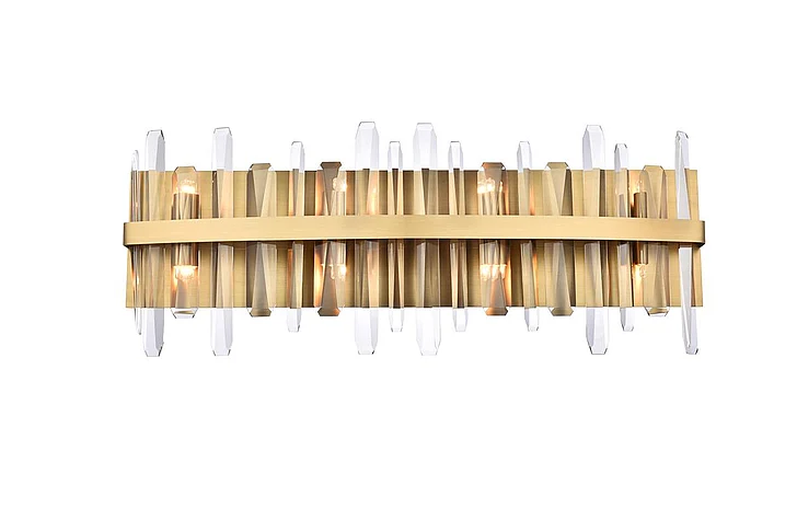 Elegant Serena 30 In. Crystal Bath Sconce in Satin Gold 2200W30SG