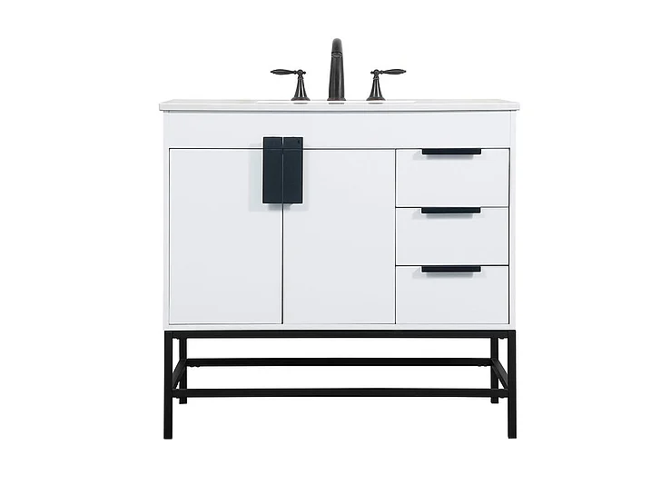 Elegant 36 In. Single Bathroom Vanity in White VF48836MWH