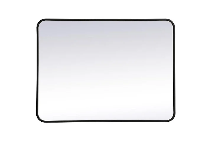 Elegant Soft Corner Metal Rectangular Mirror 27X36 In. in Black MR802736BK