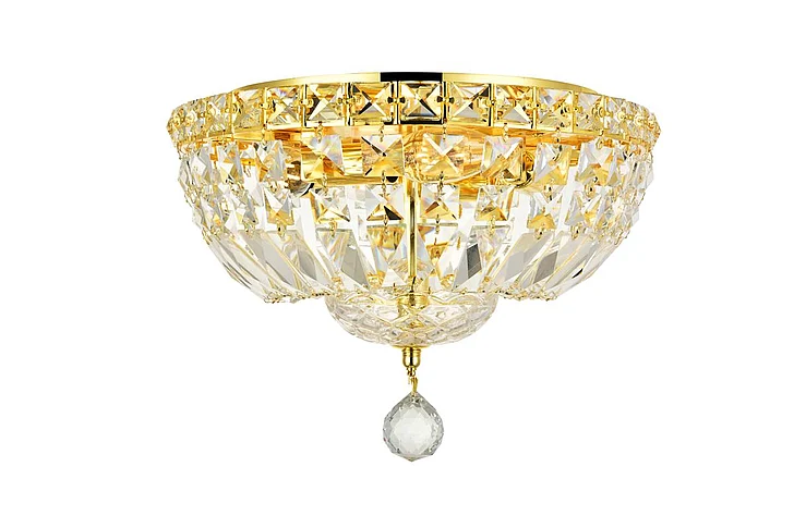 Elegant Tranquil 4 Light Gold Flush Mount Clear Royal Cut Crystal V2528F12G/RC