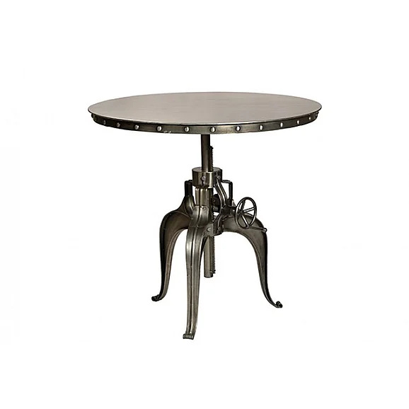 Moti Furniture Inverness Adjustable Round Gathering Table in Silver
