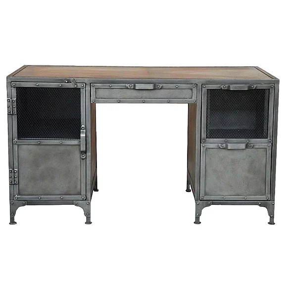 Moti Furniture Inverness 3 Drawer, 1 Door Metal Desk in Grey