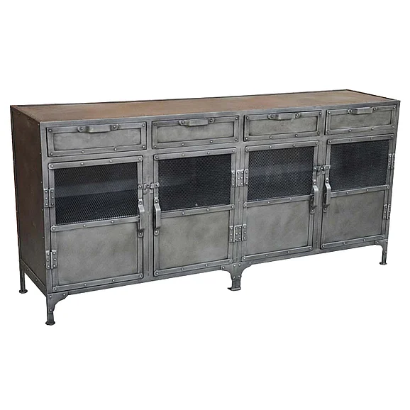 Moti Furniture Inverness 4 Drawer, 4 Door Buffet in Grey