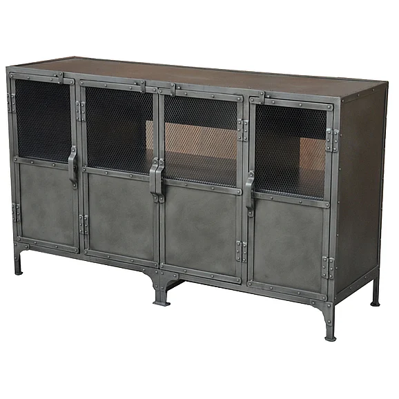 Moti Furniture Inverness Metal Media Console in Grey