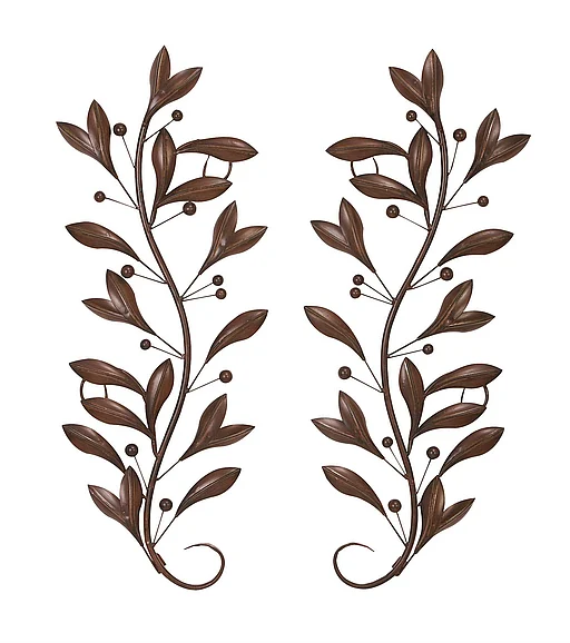 UMA Brown Metal Leaf Vine Home Wall Decor, (Set of 2) 16W, 36H | 63048