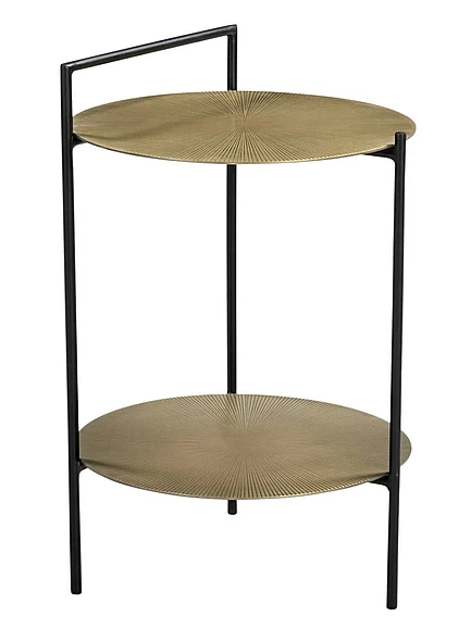 Moti Furniture Benji Iron Side Table in Textured Brass 63104007