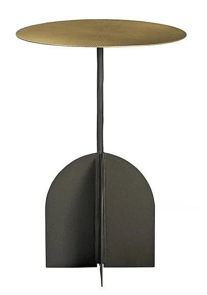 Moti Furniture Galahad Iron Side Table in Textured Brass 63104008