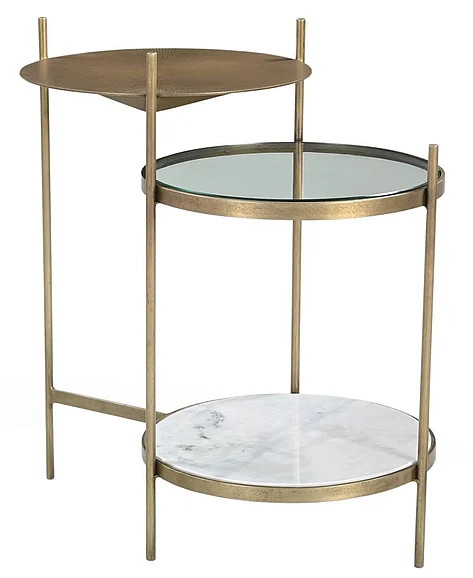 Moti Furniture Galahad Iron Side Table in Marble 63104009