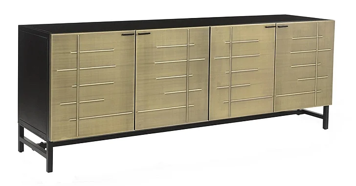 Moti Furniture Balthazar 4-Door Sideboard in a Textured Light Gold 63109008