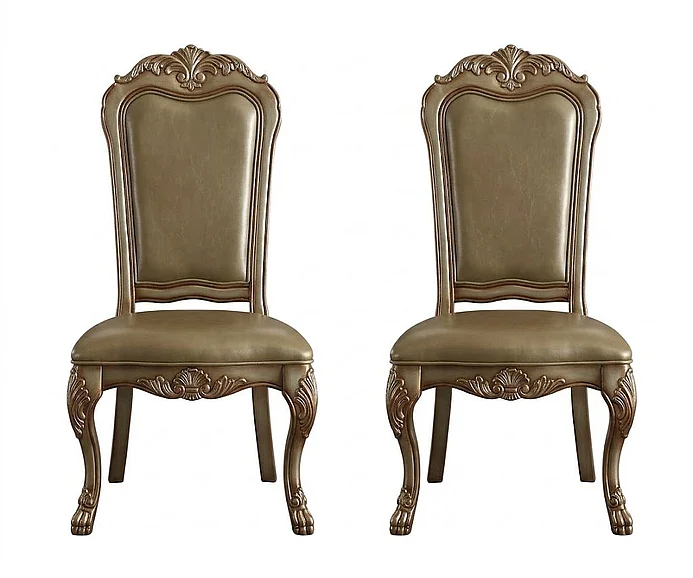 Acme Dresden Side Chair in Gold Patina (Set of 2)
