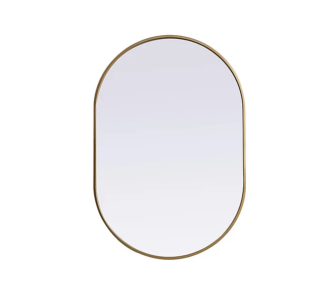 Elegant Metal Frame Oval Mirror 27X40 In. in Brass MR2A2740BRS