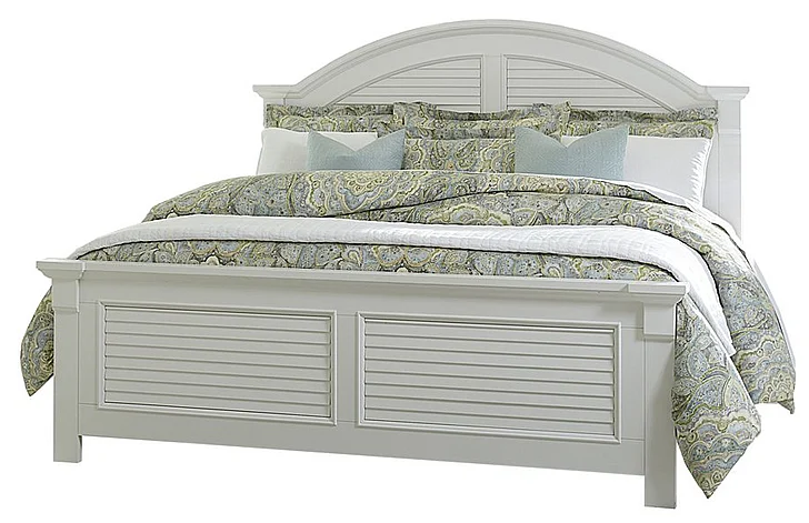 Liberty Furniture Summer House King Panel Bed in Oyster White 607-BRK