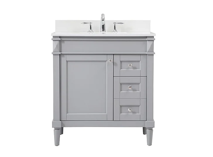 Elegant 32 In. Single Bathroom Vanity in Grey with Backsplash VF31832GR-BS