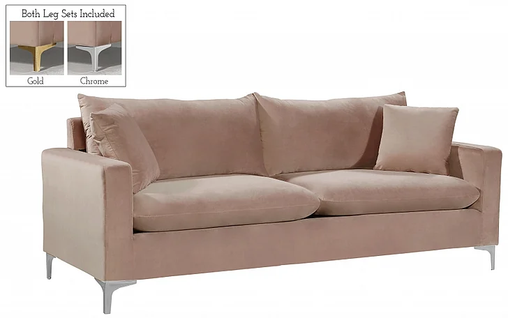 Meridian Naomi Velvet Sofa in Pink 633Pink-S