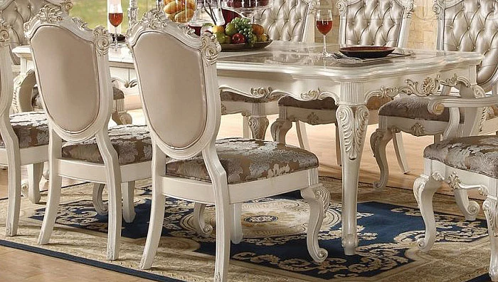Acme Chantelle Leg Dining Table in Pearl White 63540