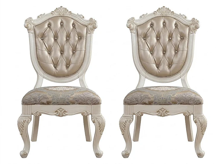 Acme Chantelle Side Chair in Rose Gold and Pearl White (Set of 2) 63542