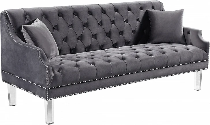 Meridian Roxy Velvet Sofa in Grey 635Grey-S