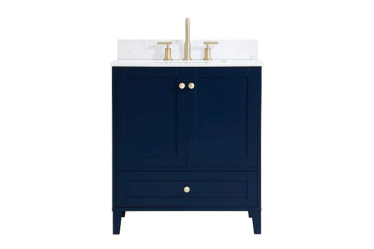 Elegant 30 In. Single Bathroom Vanity in Blue with Backsplash VF18030BL-BS