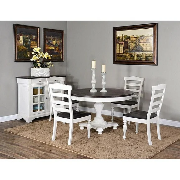 Sunny Designs Carriage House 5pcs 54" Round Dining Room Set in European Cottage