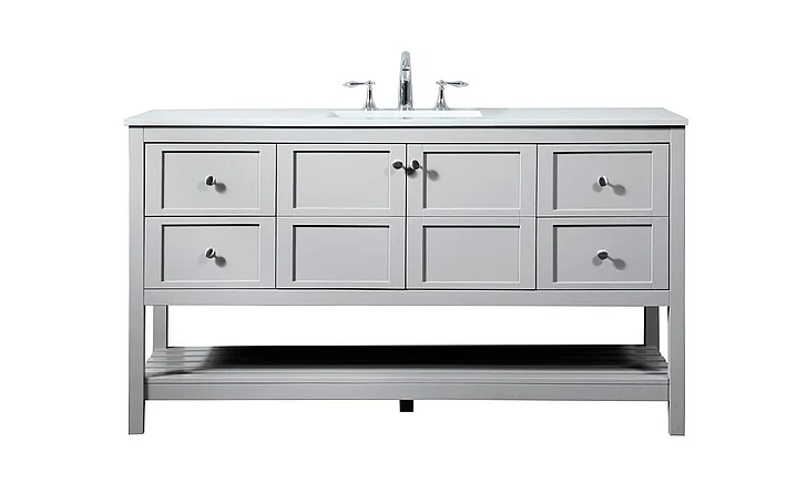 Elegant 60 In. Single Bathroom Vanity in Grey VF16460GR