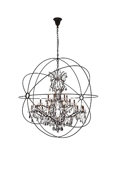 Elegant Geneva 25 Light Dark Bronze Chandelier Silver Shade (Grey) Royal Cut Crystal 1130G60DB-SS/RC
