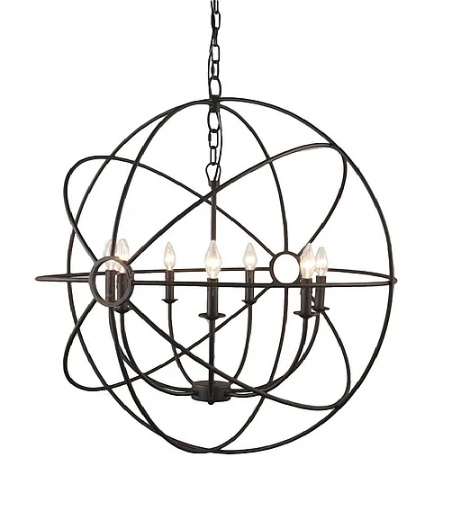 Moti Furniture Bella Iron Globe Pendant in Black 64001004