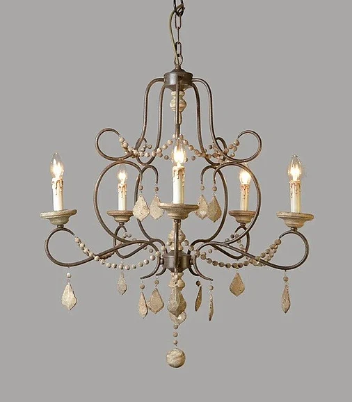 Moti Furniture Juliet Iron/Wood Pendant in Brown 64001010