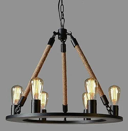 Moti Furniture Cora Iron and Jute Pendant in Black/Brown 64001017