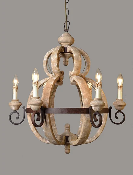 Moti Furniture Beatrice Iron and Wood Pendant in Brown 64001018