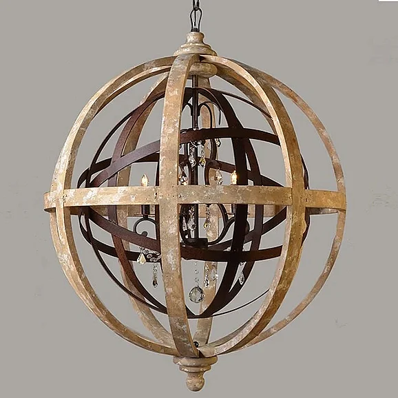 Moti Furniture Grace Iron and Wood Open Work Globe in Brown 64001019
