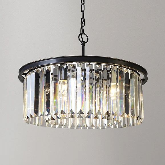 Moti Furniture Charlotte Round Crystal Pendant in Black 64001021