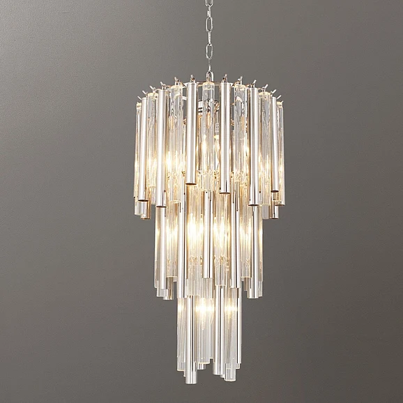 Moti Furniture Helena 3-Tier Glass Pendant in Silver 64001035