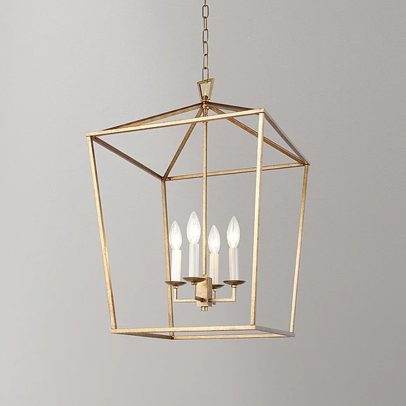 Moti Furniture Holly 4-light Lantern Shaped Fixture in Antique Gold 64001036