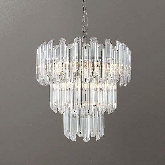 Moti Furniture Harmonie Crystal Clear Glass Fixture in Silver 64001037