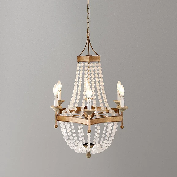 Moti Furniture Hara Frosted Glass Bead Pendant in Antique Gold/White 64001041