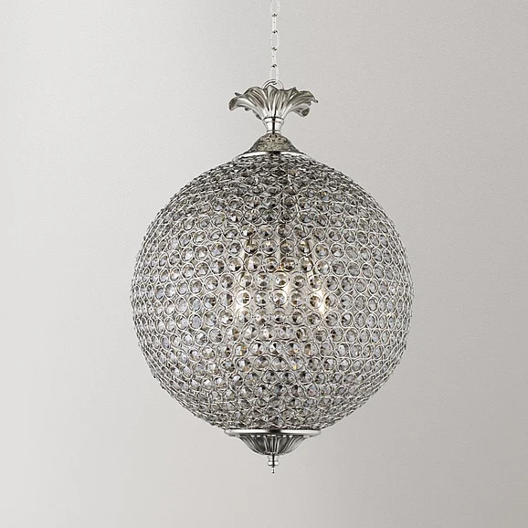 Moti Furniture Honore Smoke Glass Bead Globe Pendant in Smoke/Silver 64001043