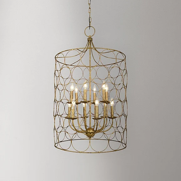 Moti Furniture Hattie Cage-Style Pendant in Antique Gold 64001047