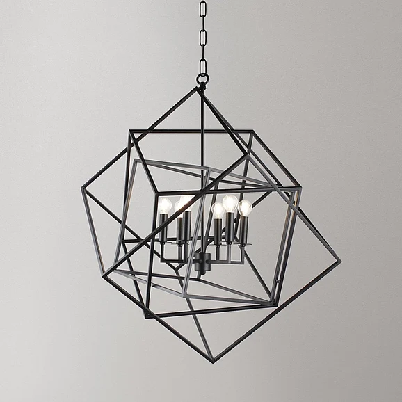 Moti Furniture Hobbs 6-Light Pendant in Matte Black 64001049