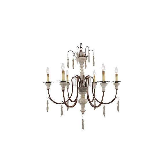 Moti Furniture Alexis Wood/Iron Pendant in Brown/White 64001052