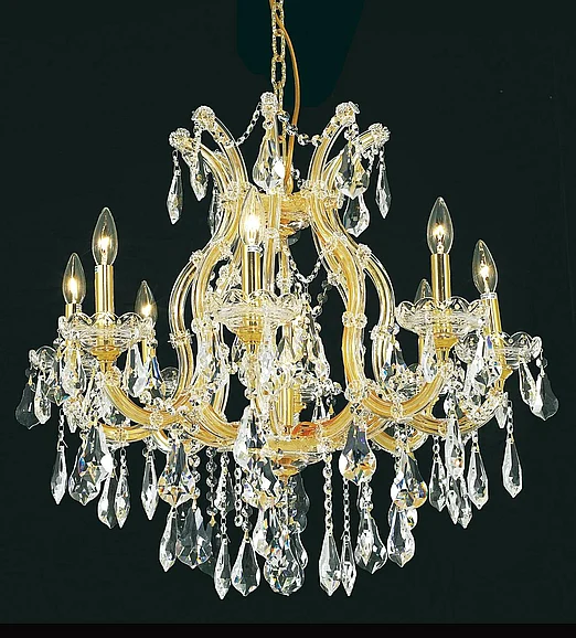 Elegant Maria Theresa 9 Light Gold Chandelier Clear Royal Cut Crystal 2801D26G/RC