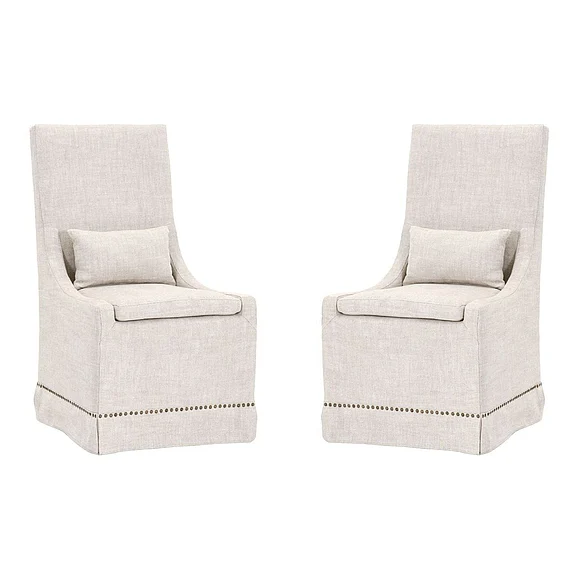 Essentials For Living Essentials Colleen Dining Chair (Set of 2) in Bisque French Linen 6412UP.BIS-GLD