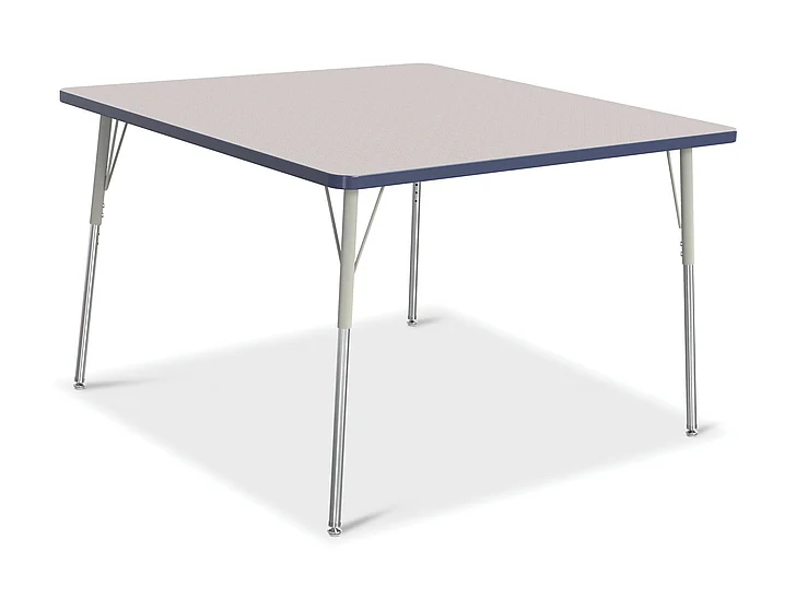 Jonti-Craft Berries Square Activity Table - 48" X 48", A-height - Gray/Navy/Gray 6418JCA112