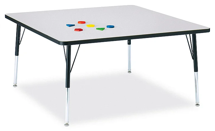 Jonti-Craft Berries Square Activity Table - 48" X 48", A-height - Gray/Black/Black 6418JCA180