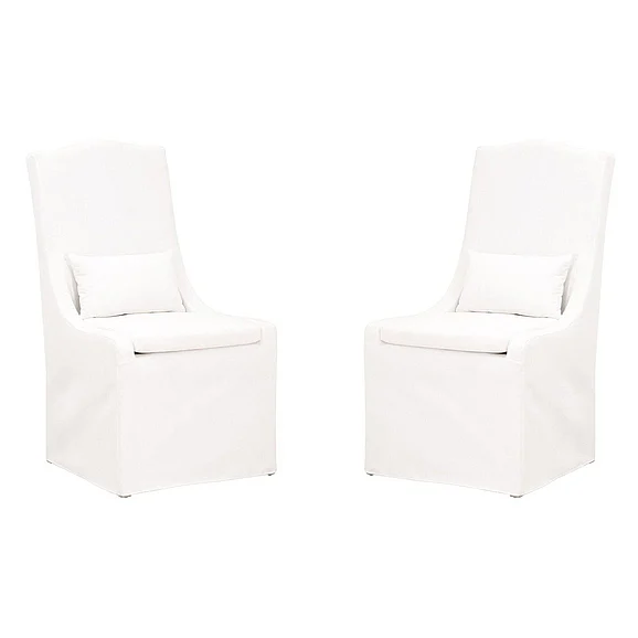 Essentials For Living Colette Slipcover Dining Chair (Set of 2) in Livesmart Peyton Pearl 6419UP.LPPRL