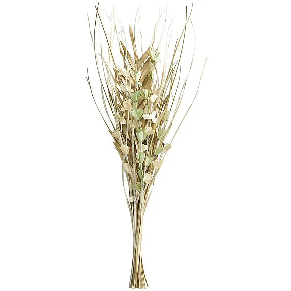 UMA Beige Dried Plant Palm Leaf Handmade Tall Floral Grass Bouquet Home Decor Natural Foliage with Green Accents, 18" x 6" x 38" | 64230 CLOSEOUT