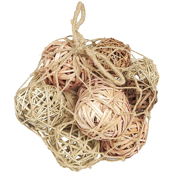UMA Light Brown Dried Plant Handmade Decorative Orbs & Vase Filler with Fishnet Bag, 9" x 8" x 7" | 64239 CLOSEOUT